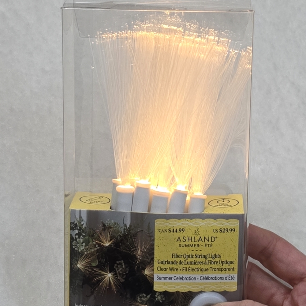 New Ashland Fiber Optic String Lights Warm White Battery Operated 4.5ft Timer - Picture 2 of 10